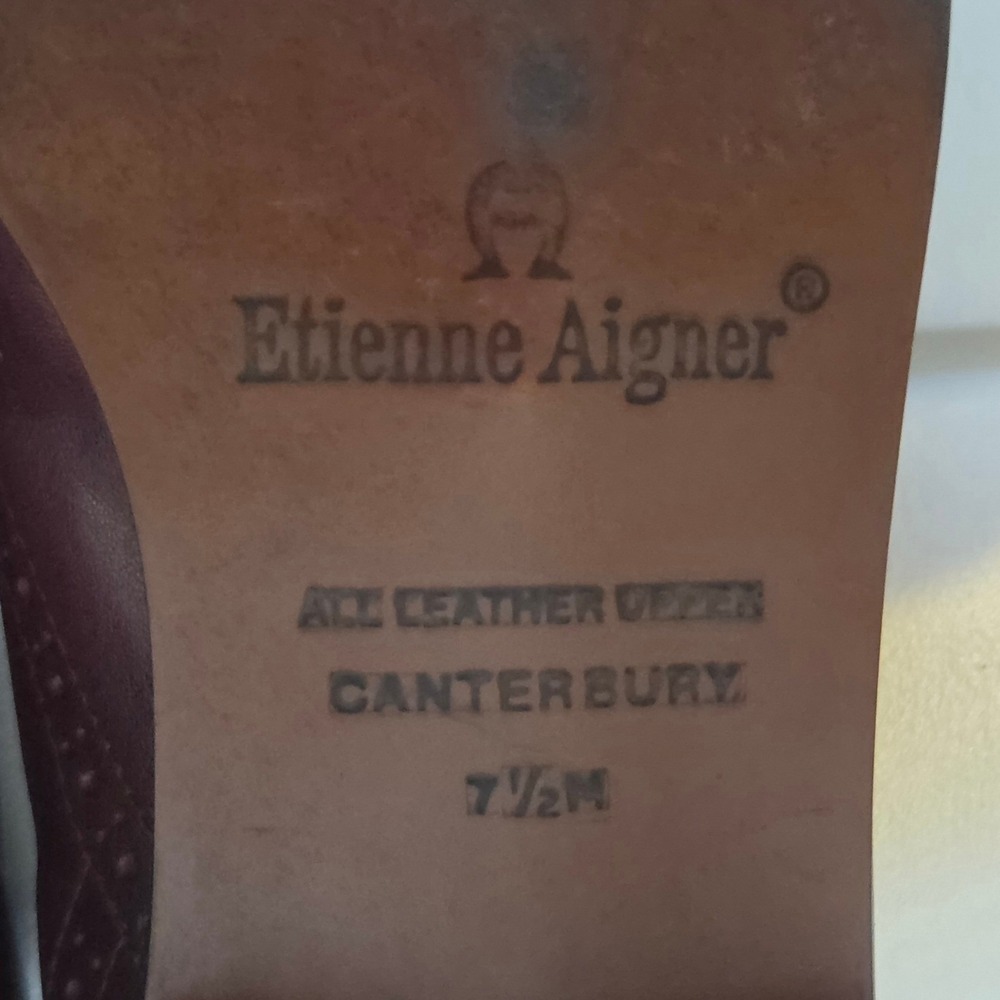 Etienne Aigner Canterbury Burgundy Leather Tassel Loafers Wingtip Brogue 7.5M - Picture 8 of 9